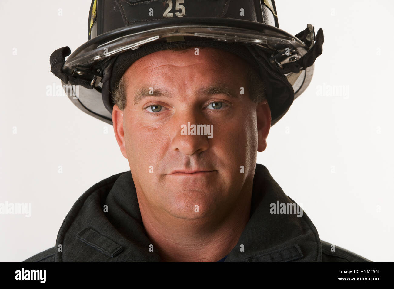 Close up of male firefighter Stock Photo