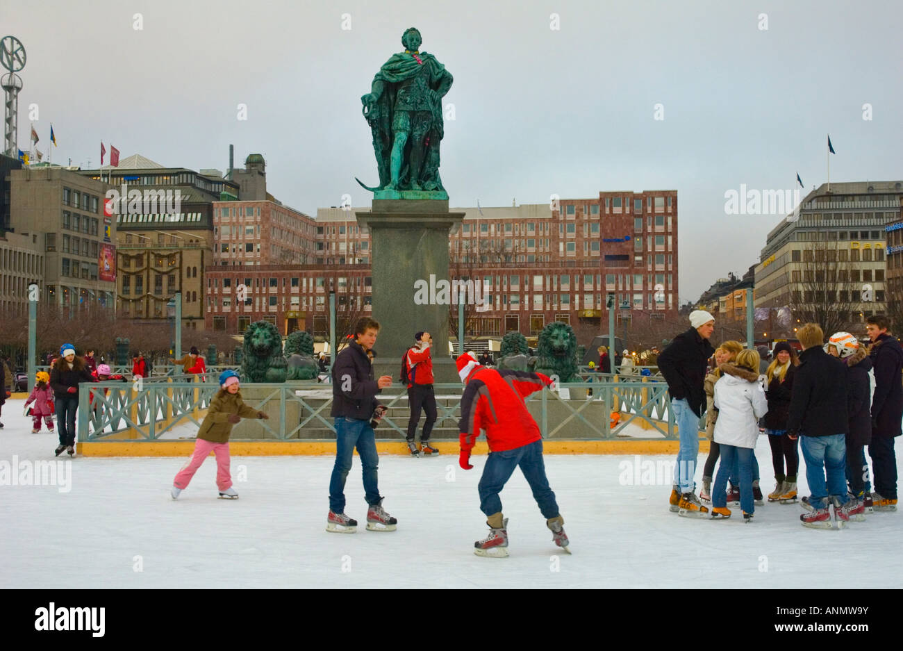 Ice skating rink at Kungsträdgården in Stockholm Sweden EU Stock Photo