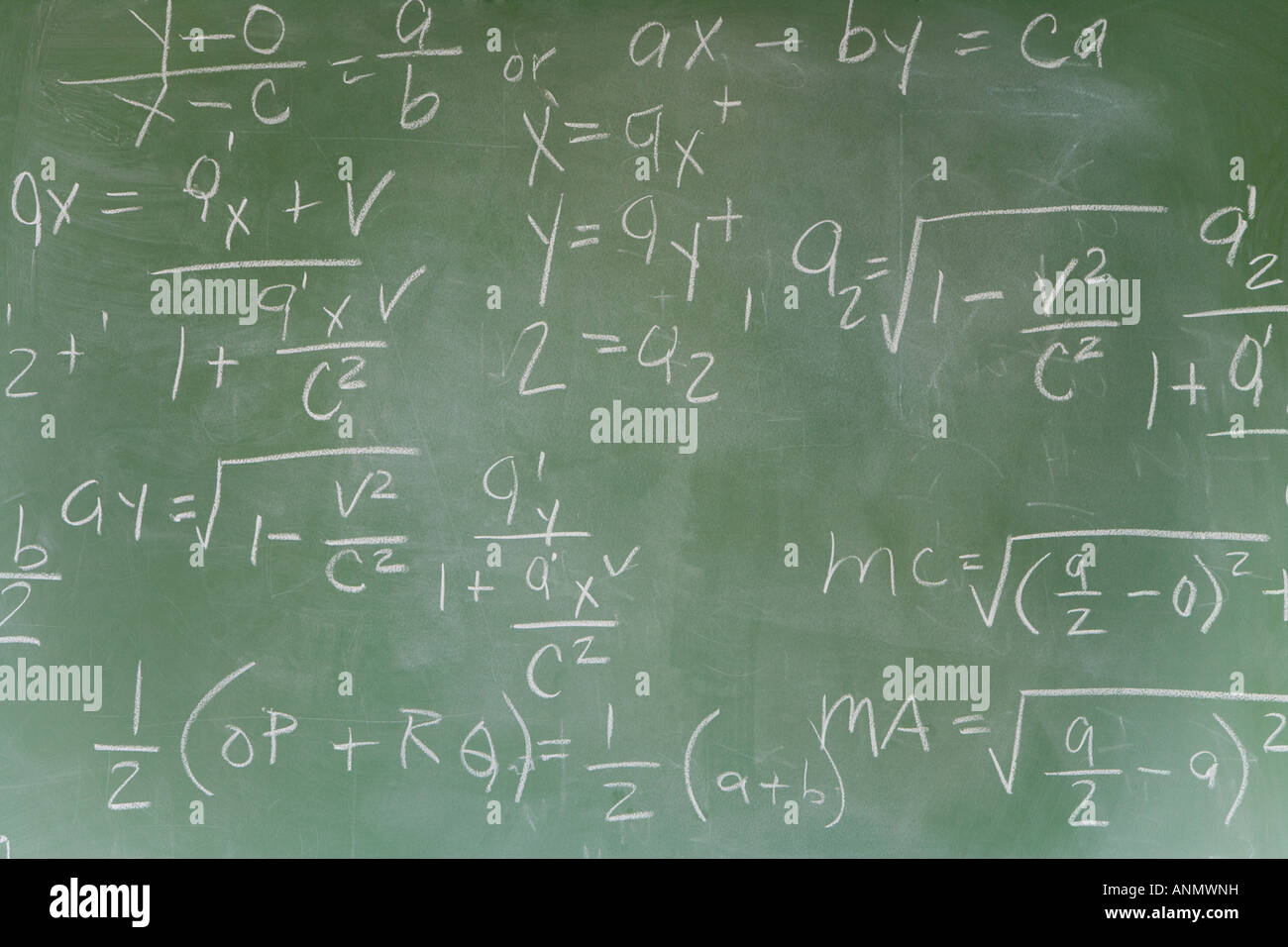 Blackboard with math equations Stock Photo