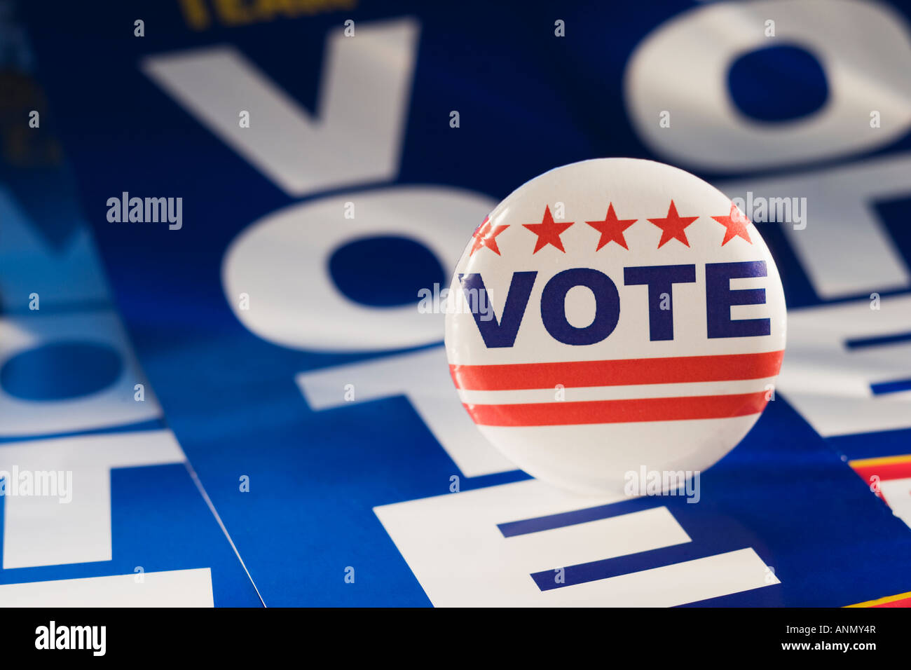 Close up of Vote button on Vote banners Stock Photo