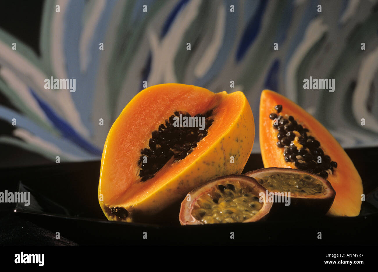 papaya and passion fruit Stock Photo Alamy