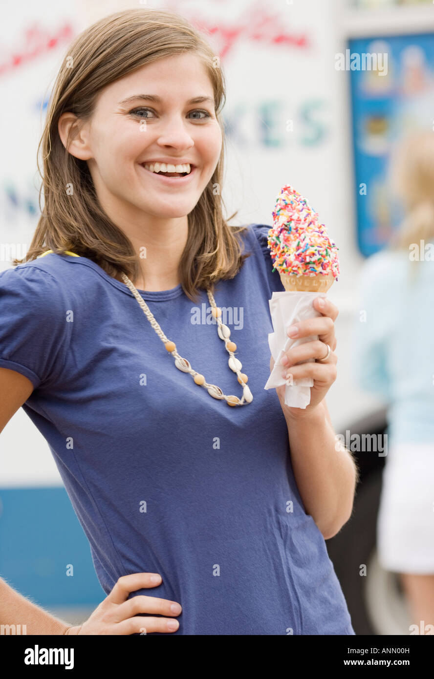 Woman Holding Ice Cream Cone Stock Photo Alamy Woman Holding Ice Cream Cone Stock Photo Alamy