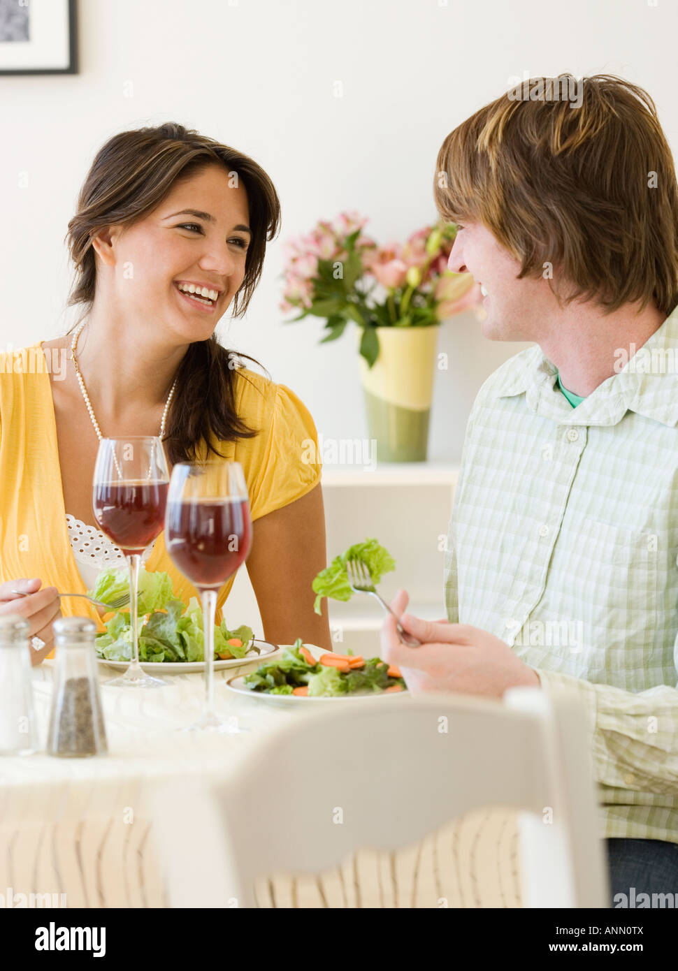 Couple eating at restaurant Stock Photo