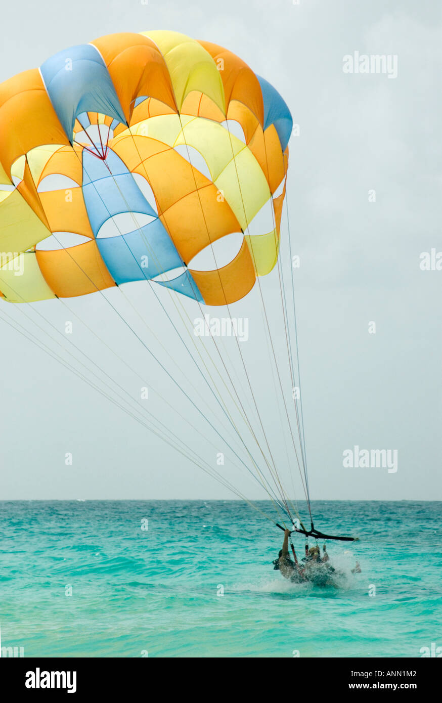 Parasailers in Punta Cana, Dominican Republic, August 2006 Stock Photo