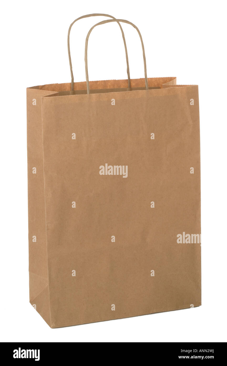 Shopping bag made from brown recycled paper Add your own design or logo Stock Photo