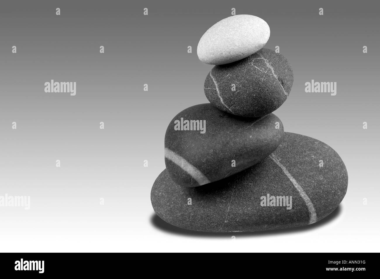 Black and white image of a pebble sculpture Stock Photo