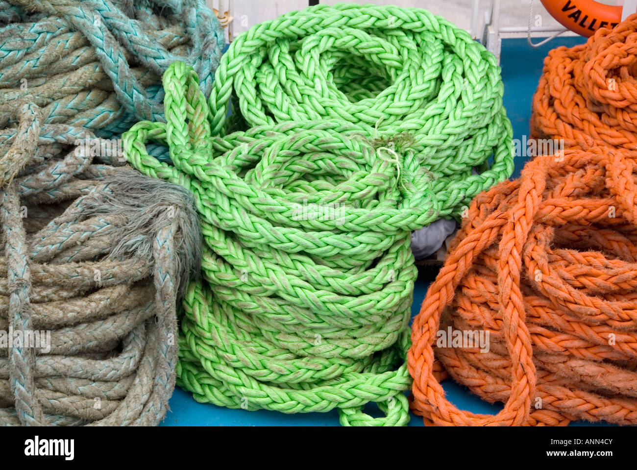 rope coil coiled tensile strength ropes boat ship Stock Photo - Alamy