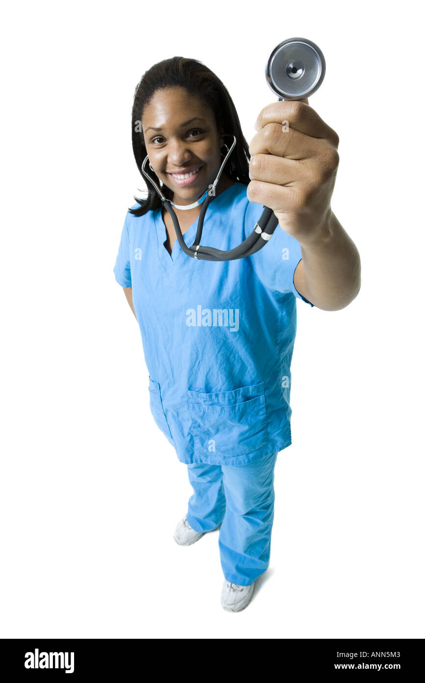 Black dr holding stethoscope hi-res stock photography and images - Alamy