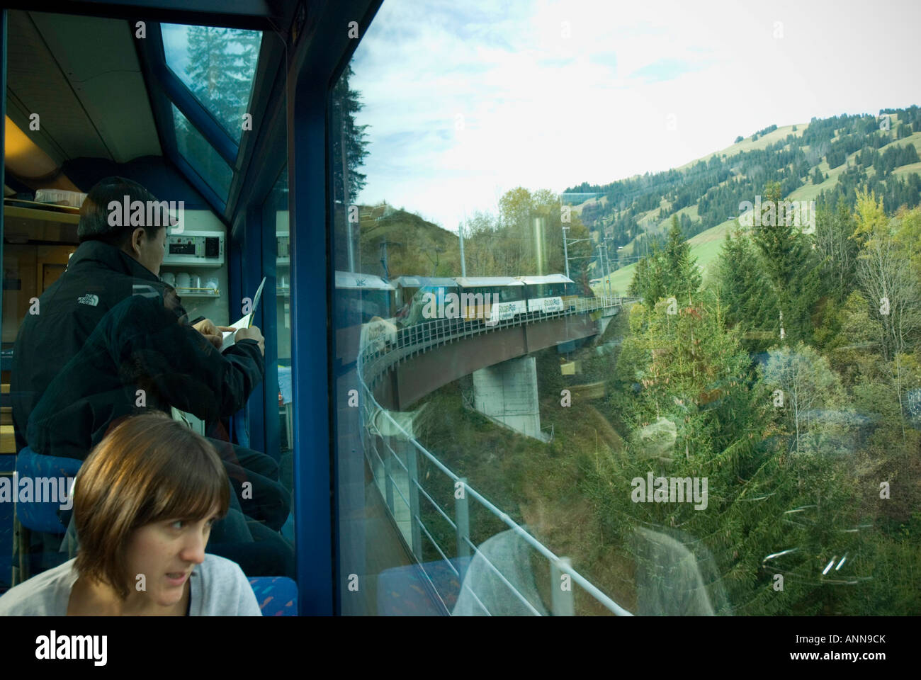 Golden Pass Panoramic Train between Interlaken and Montreux SWITZERLAND Stock Photo