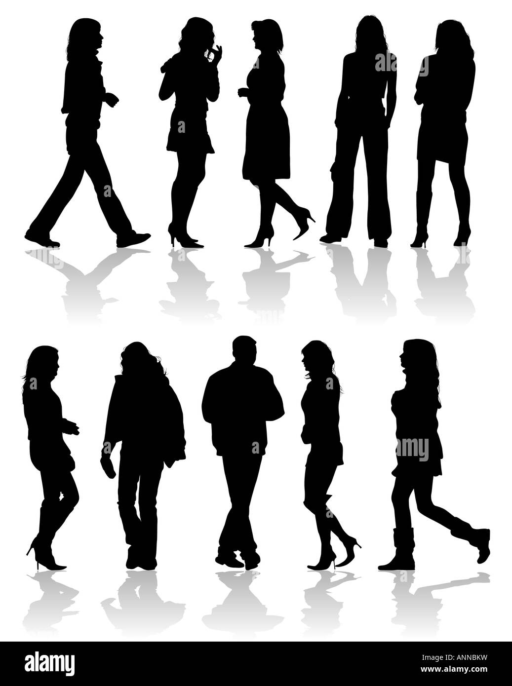Vector silhouettes man and women Stock Photo - Alamy