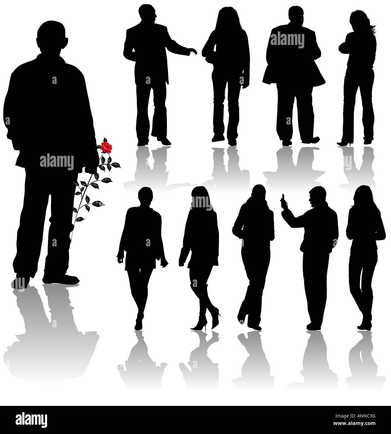 Vector silhouettes man and women Stock Photo - Alamy