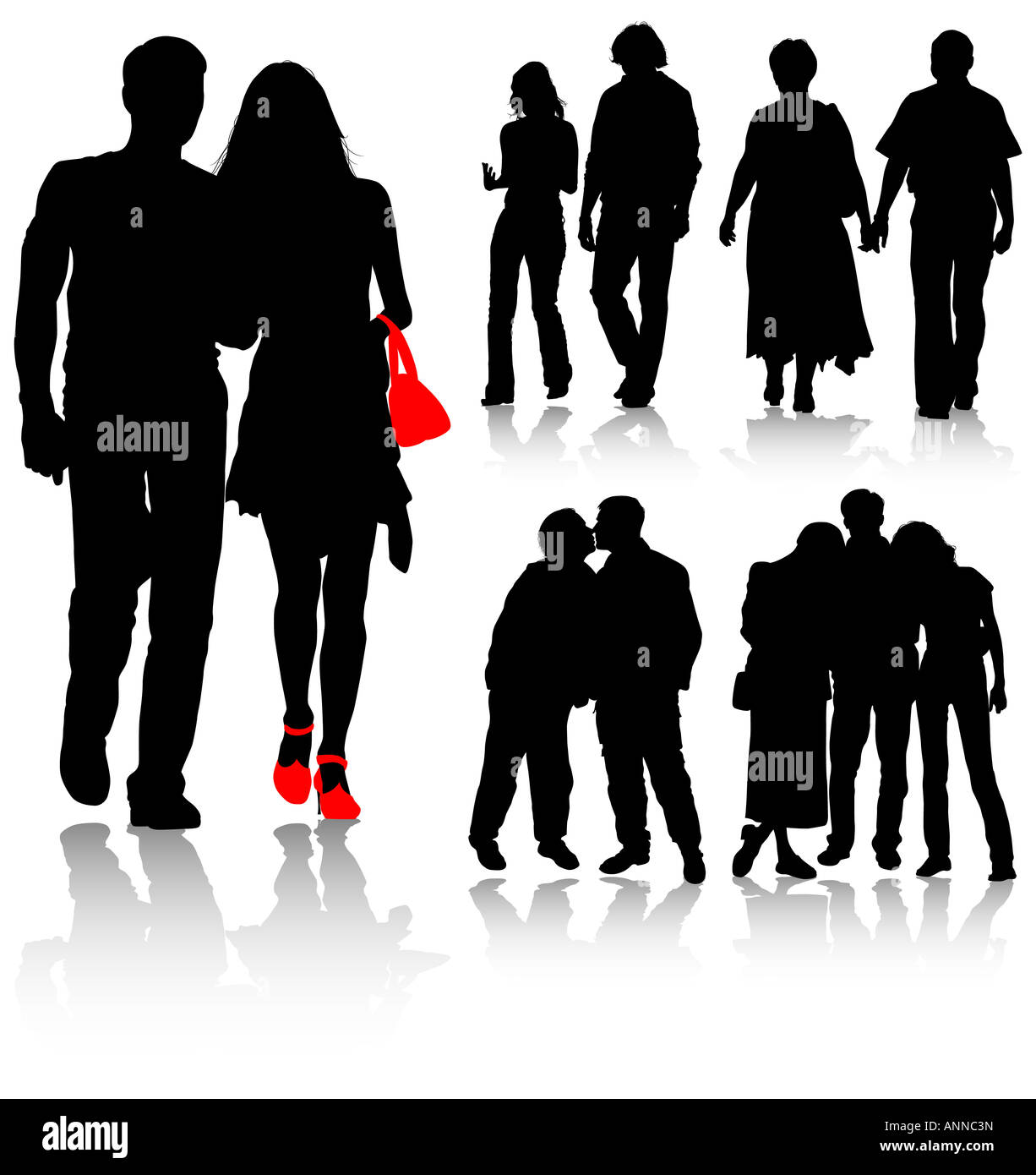 Vector silhouettes couples man and women Stock Photo - Alamy