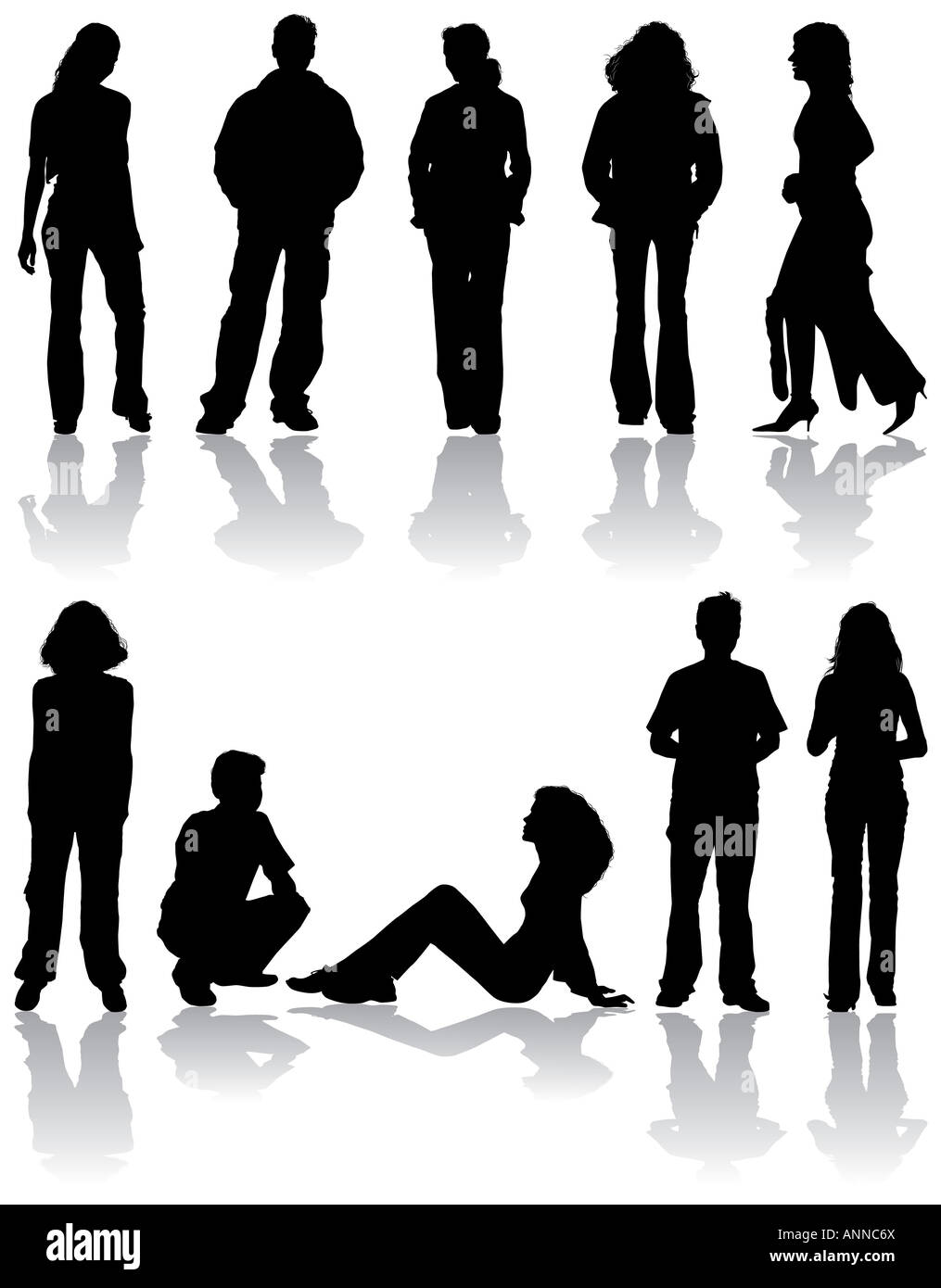 Vector silhouettes man and women illustration Stock Photo - Alamy