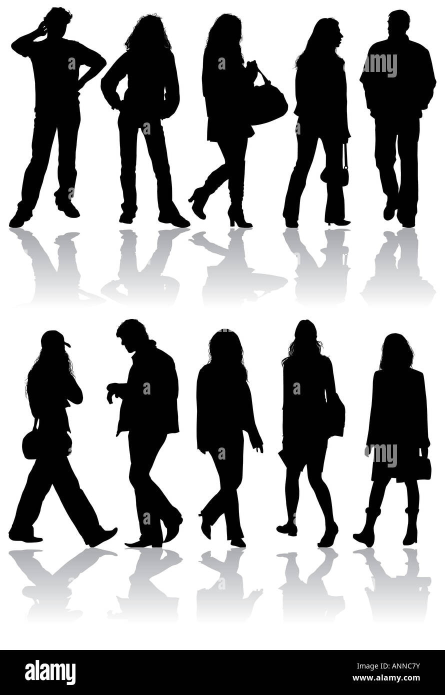 Vector silhouettes man and women Stock Photo - Alamy