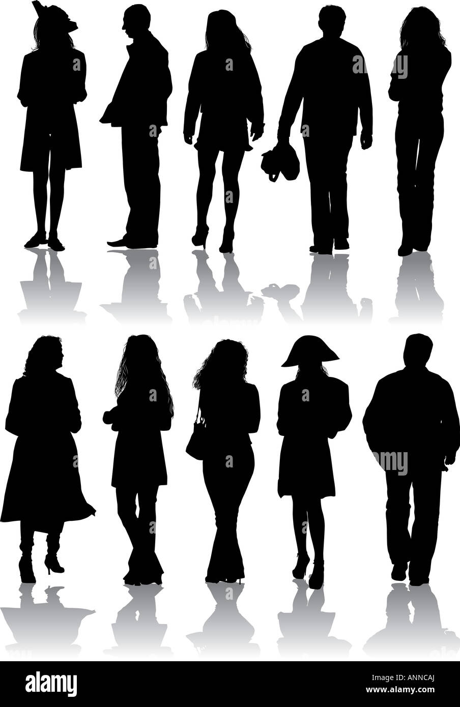 Vector silhouettes man and women Stock Photo - Alamy