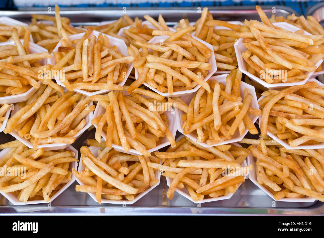 French Fries on sale at Chatuchak Weekend Market Bangkok Thailand Stock
