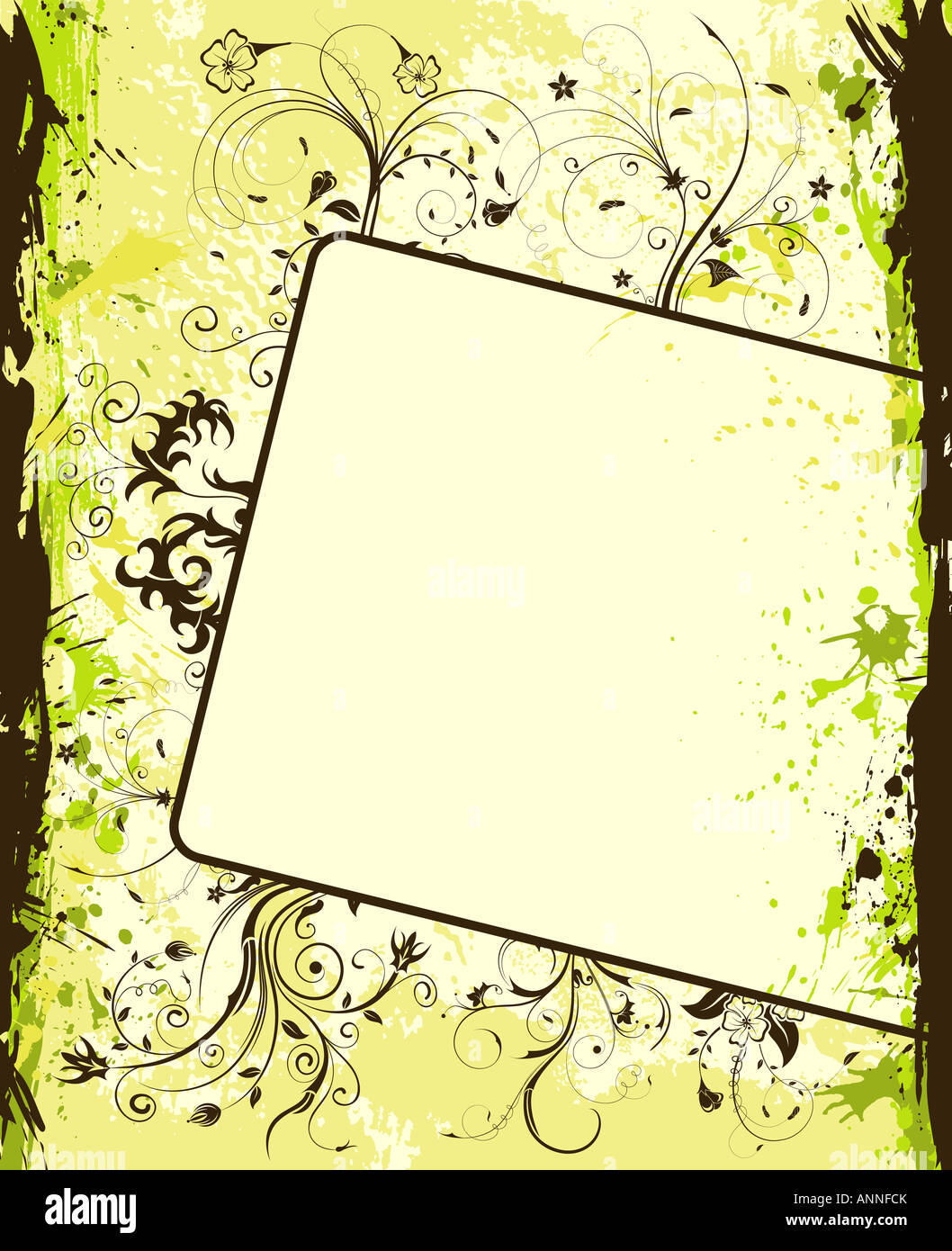 Grunge paint flower background with frame Stock Photo - Alamy