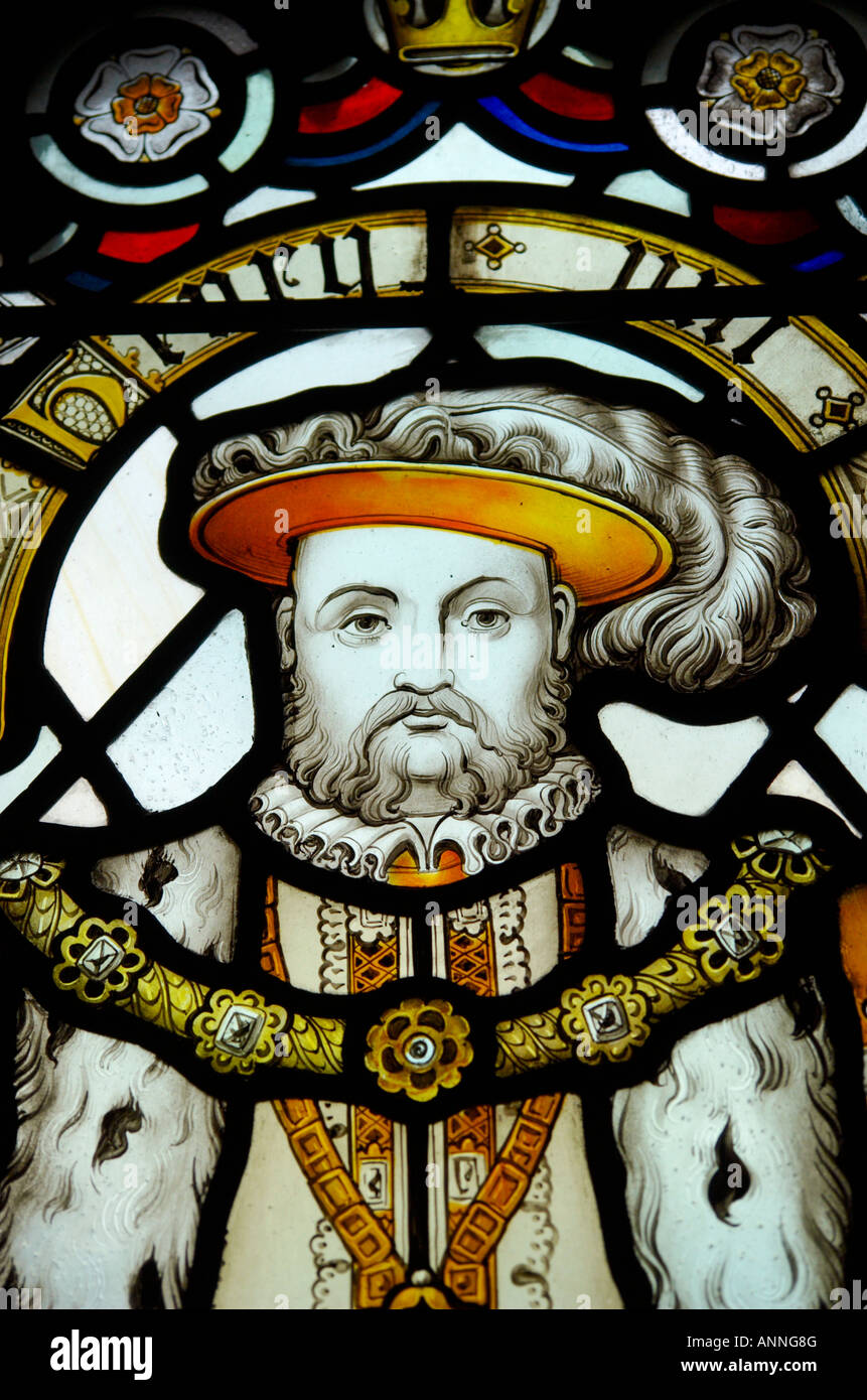 Stained Glass Window of King Henry VIII at Bristol Cathedral England