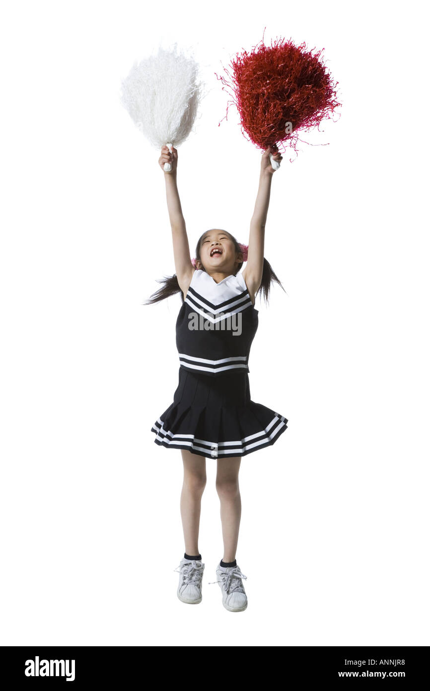 Cheerleader with pom poms Stock Photo Alamy
