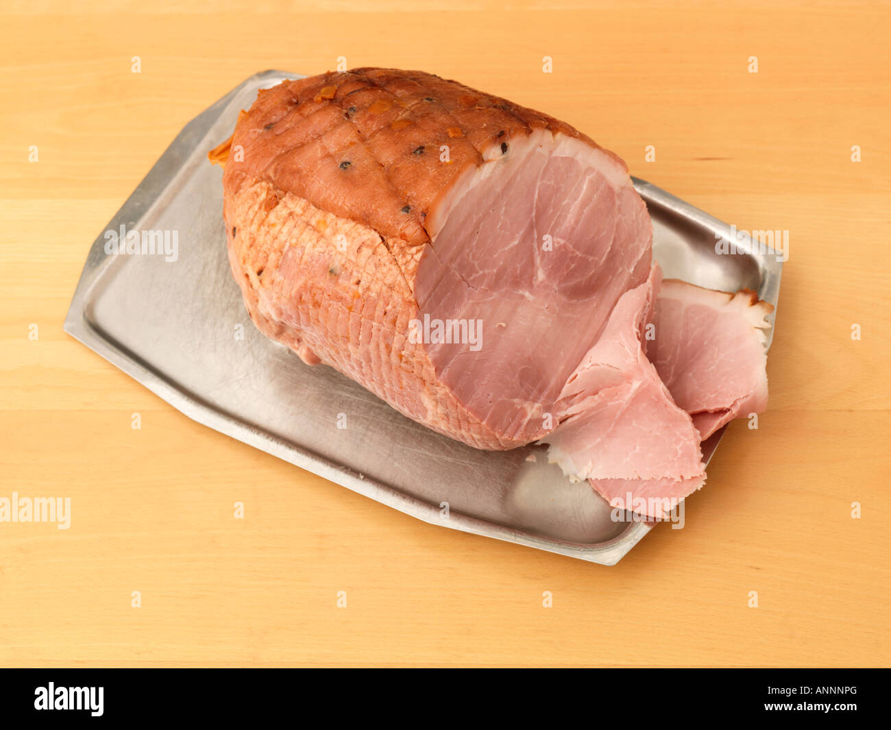 Whole Cooked Ham Stock Photo Alamy