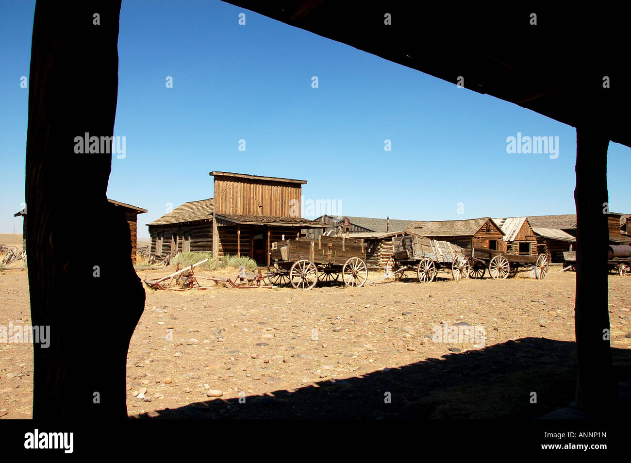Old wild west buildings at the Old Trail Town, Cody, Wyoming Stock Photo