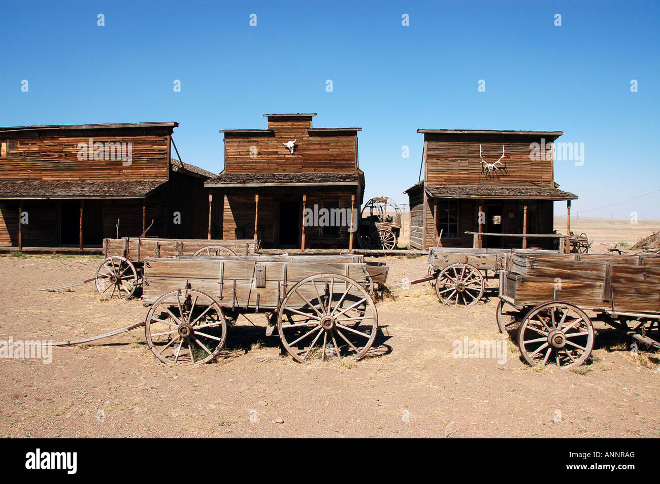 Old wild west buildings at the Old Trail Town, Cody, Wyoming Stock Photo