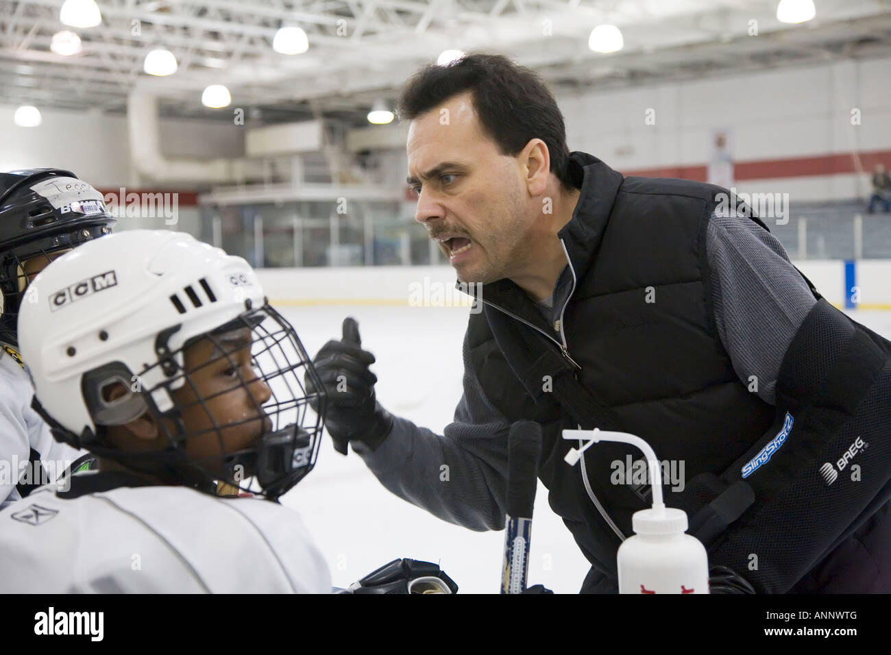 African american ice hockey child team hires stock photography and