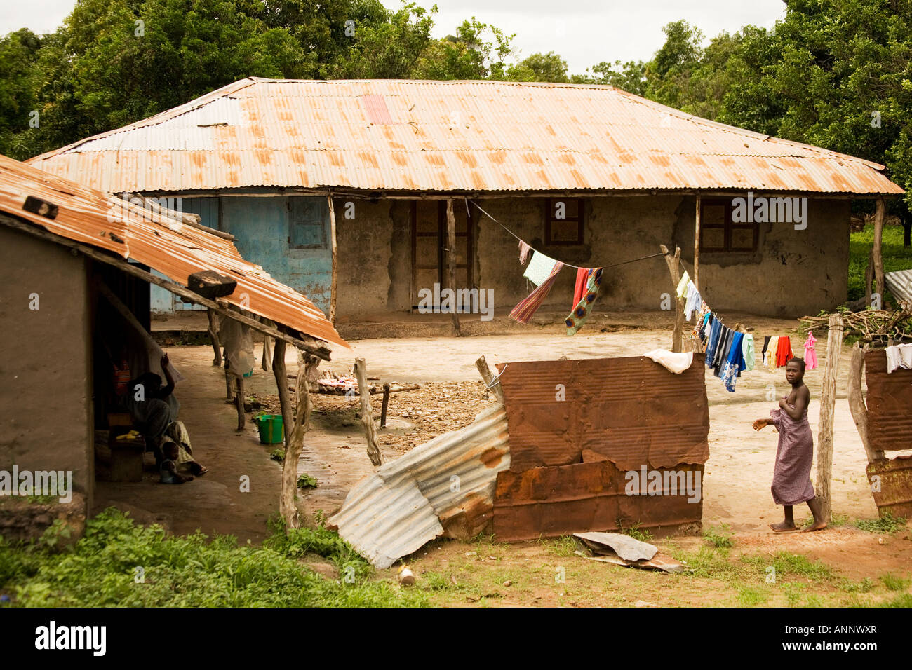 Everyday life in a village compound in the Gambia, west Africa Stock
