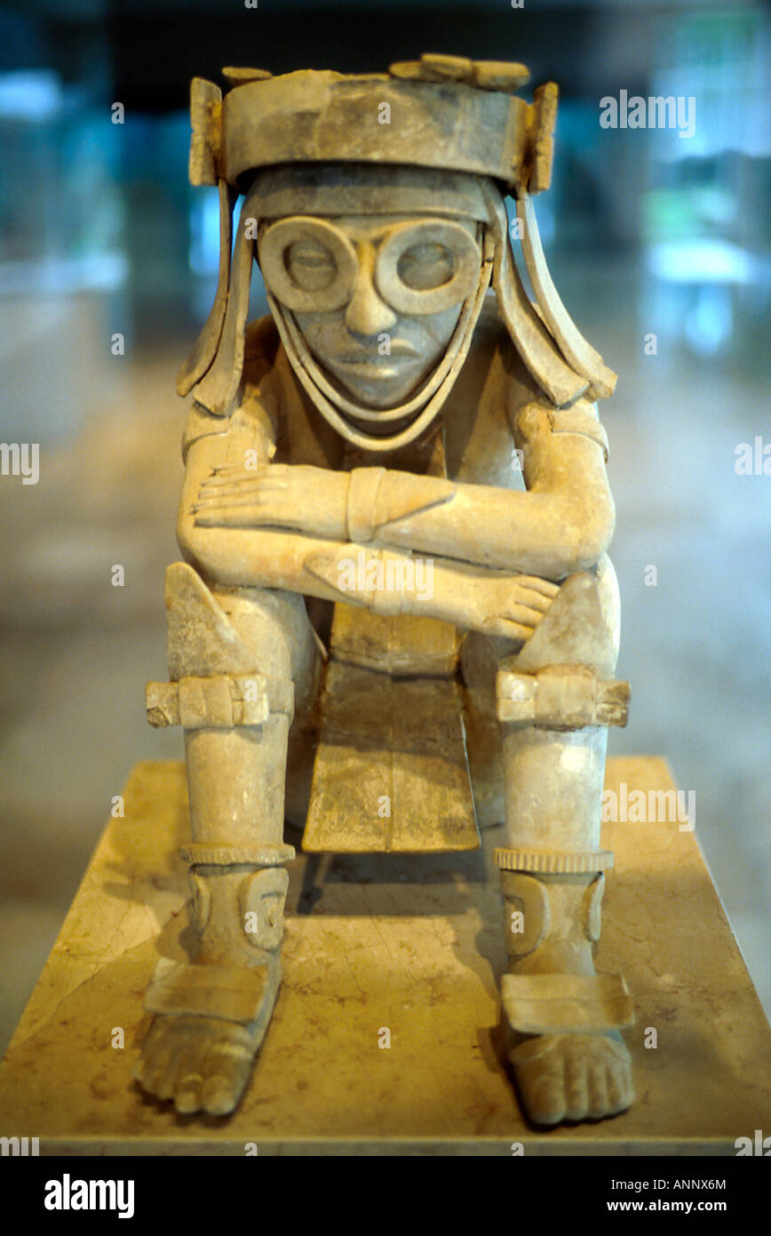 Sculpted pre Mayan civilization era clay figure, Xipe Totec God of Spring Museo de Antropologia Veracruz Mexico Stock Photo