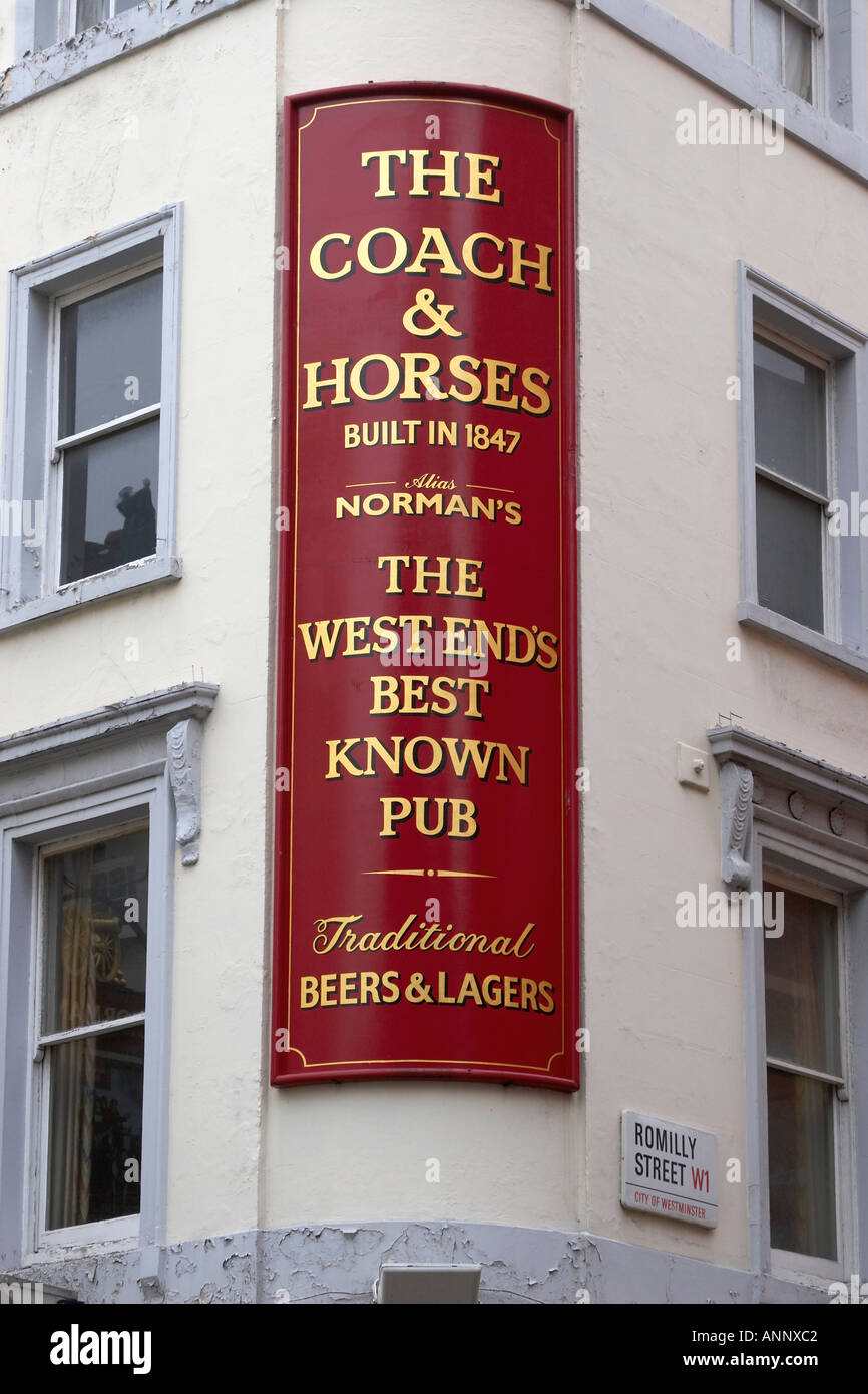 The coach and Horses pub Street logo London W1 England Stock Photo Alamy