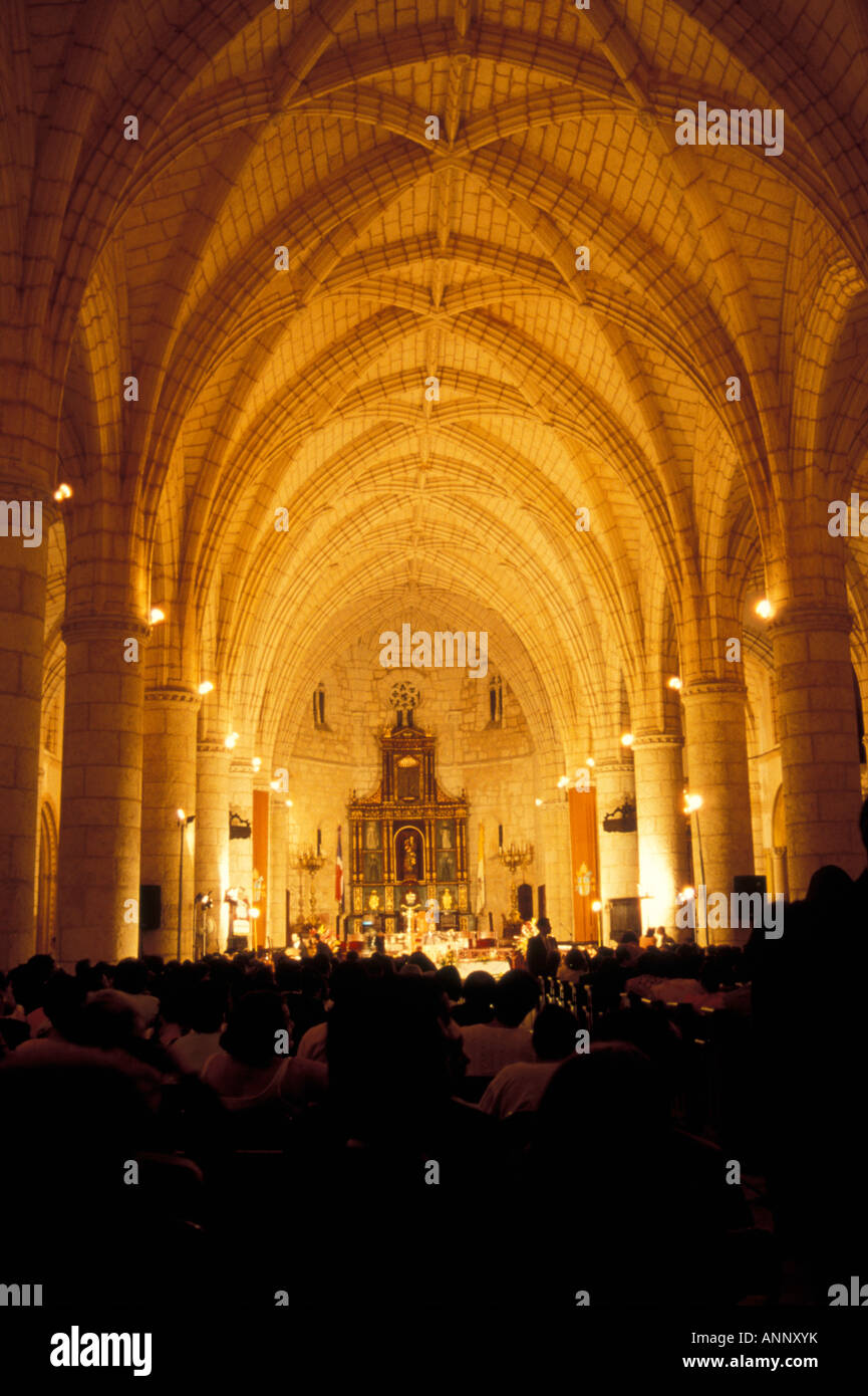 Interior of Cathedral Santa Maria la Menor or La Catedral Primada de América, old Santo Domingo, Dominican Republic Stock Photo