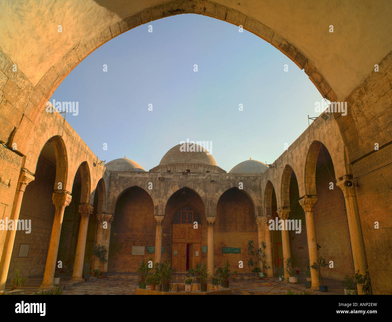 Firdaus madrasa, Aleppo, courtyard Stock Photo
