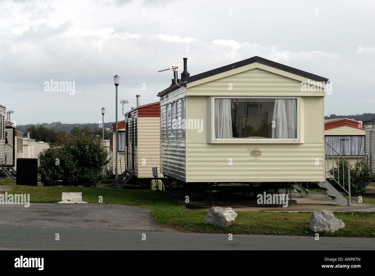 caravans in Trecco Bay Caravan Park, Porthcawl, South Wales Stock Photo
