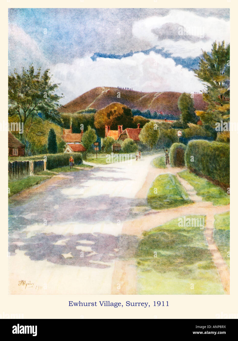 Ewhurst Village 1911 Watercolour Of The Road Into The Picturesque 