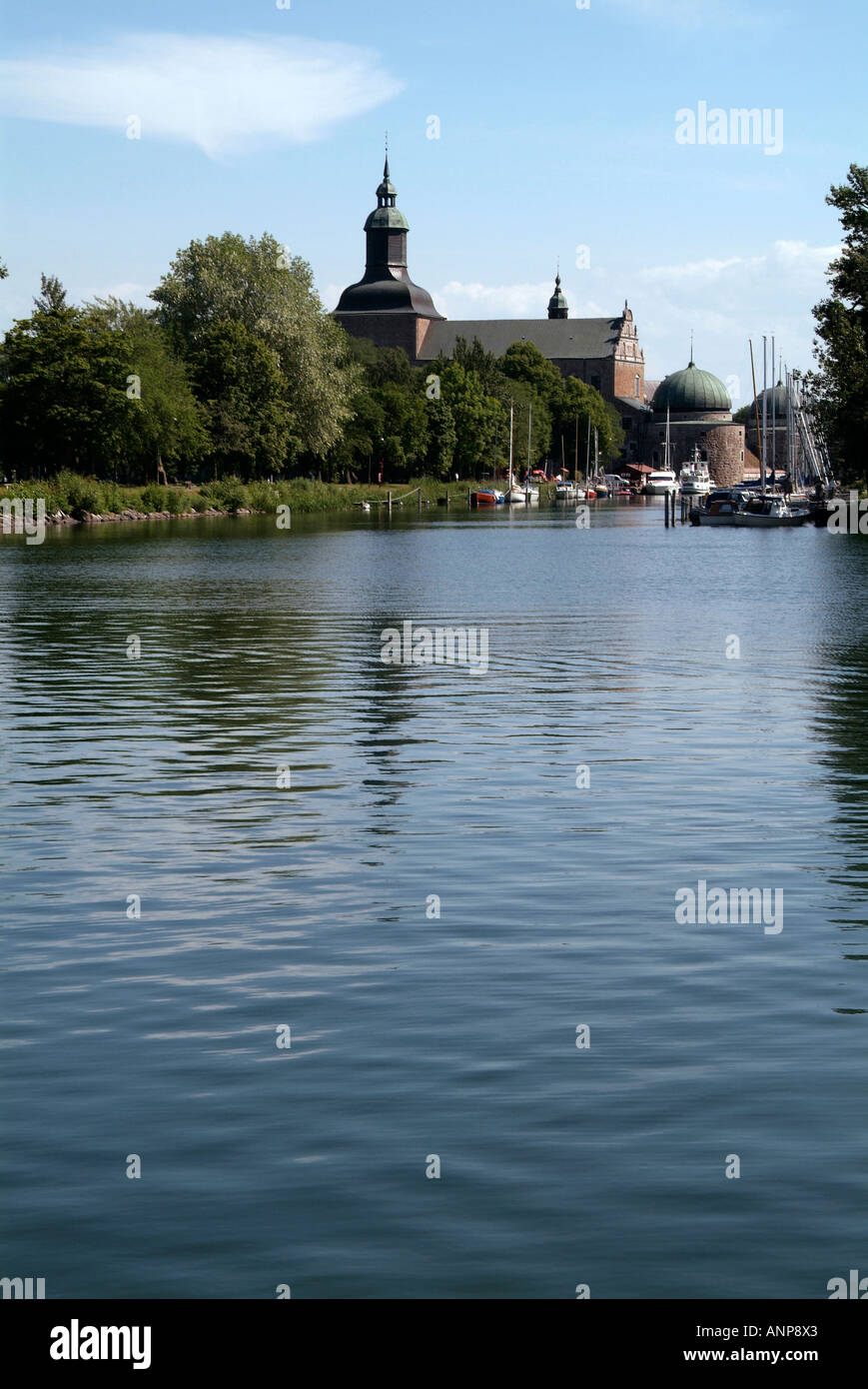 vadstena, sweden, swedish, town, in, summertime, on, lake, vattern, Stock Photo