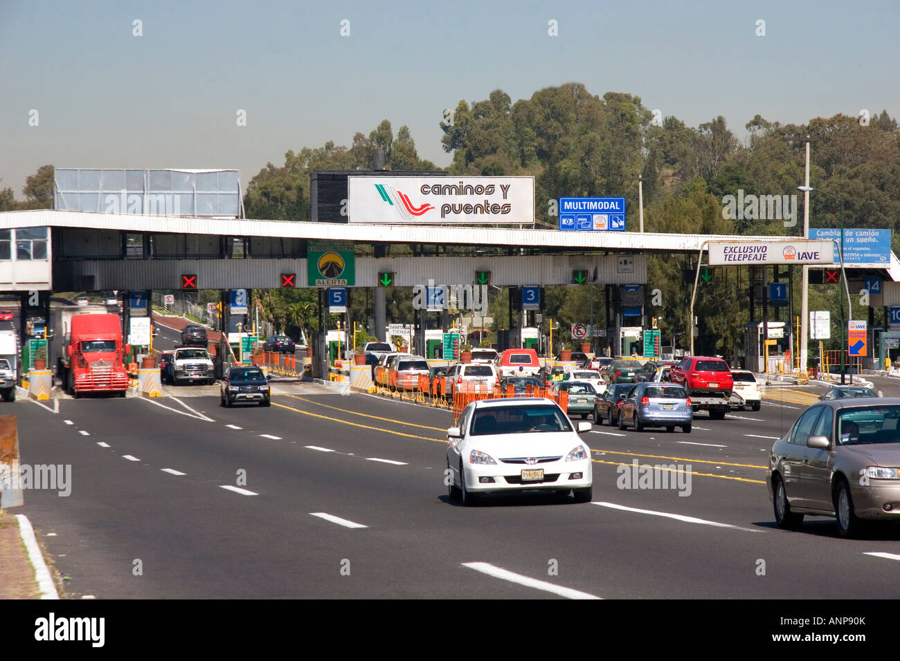 A toll plaza on Highway 95 in Mexico Stock Photo