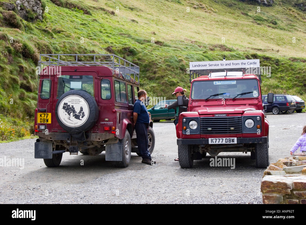 Land rover service to ferry passengers up and down the steep hill