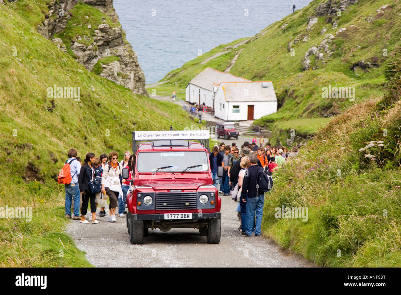 Land rover service to ferry passengers up and down the steep hill ...