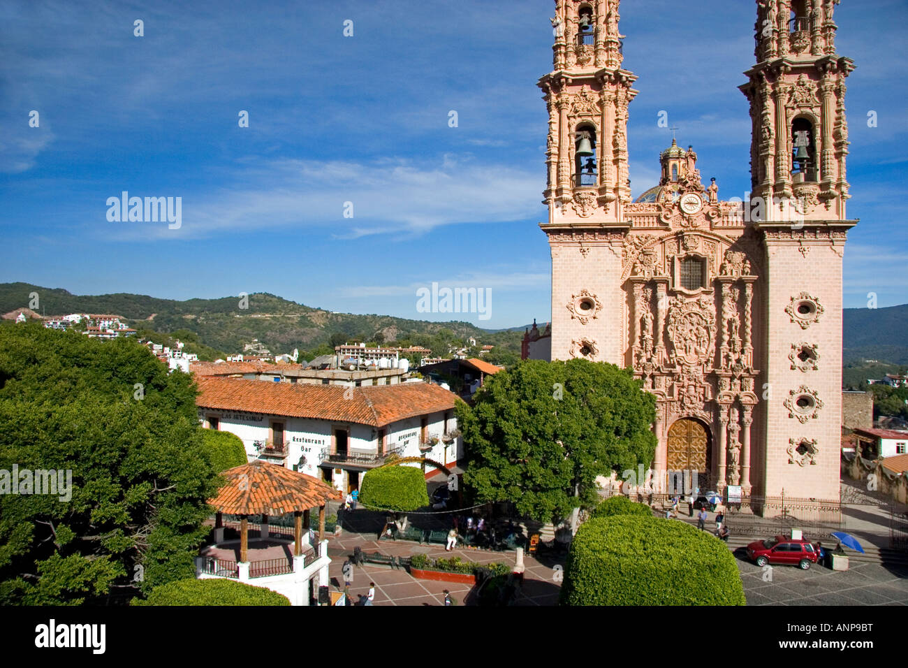 The parish church of Santa Prisca at Taxco in the State of Guerrero ...