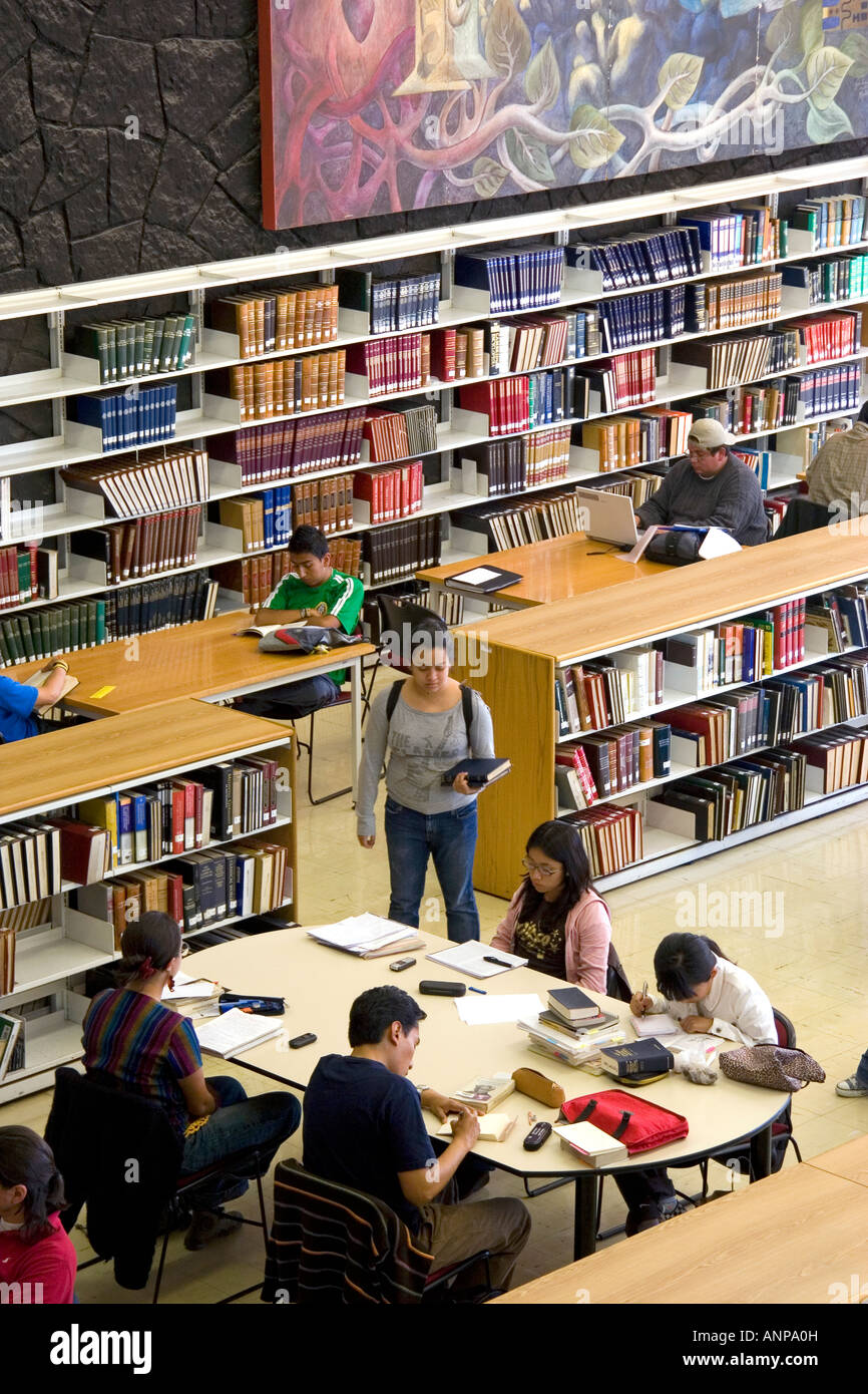 Students study in the Central Library at the National Autonomous University of Mexico in Mexico City Mexico Stock Photo