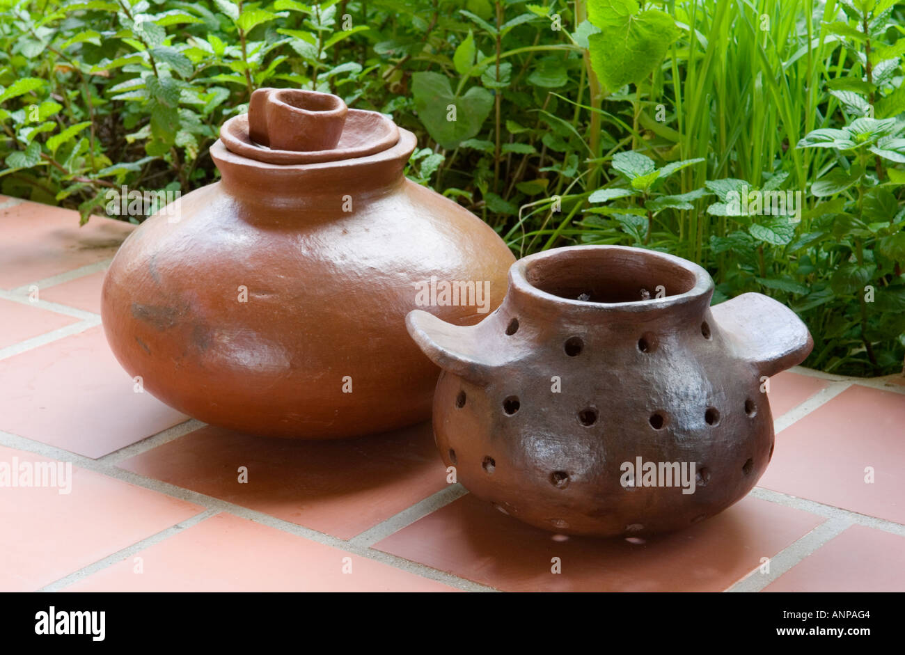 Hand thrown ceramic pottery. Traditional produce on the island of La Gomera, Canary Islands Stock Photo