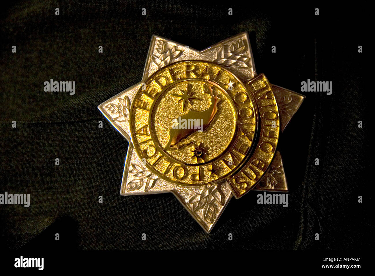 Badge of the Policia Federal in Mexico City Mexico Stock Photo