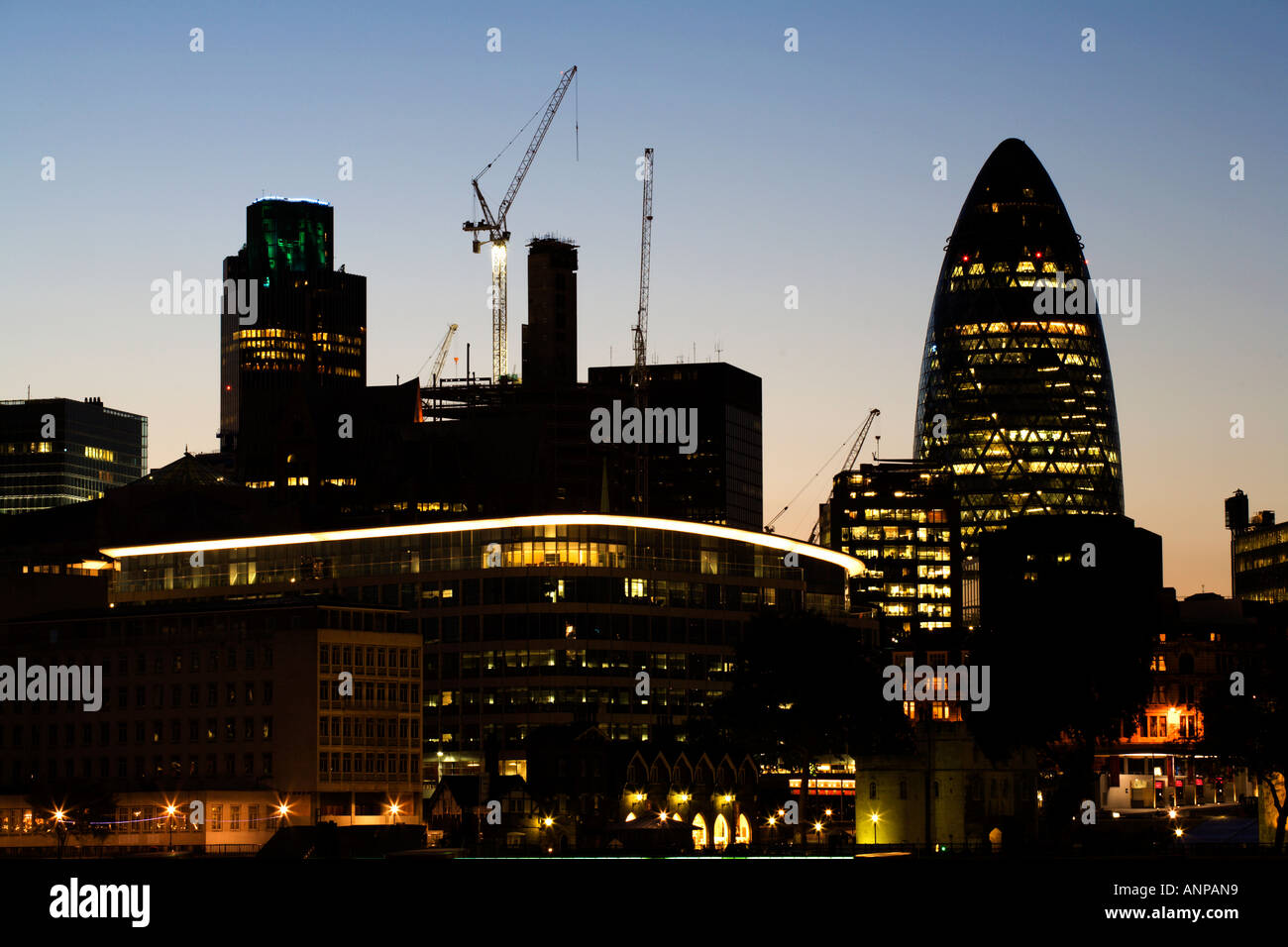 The City Skyline at Night London England Stock Photo - Alamy