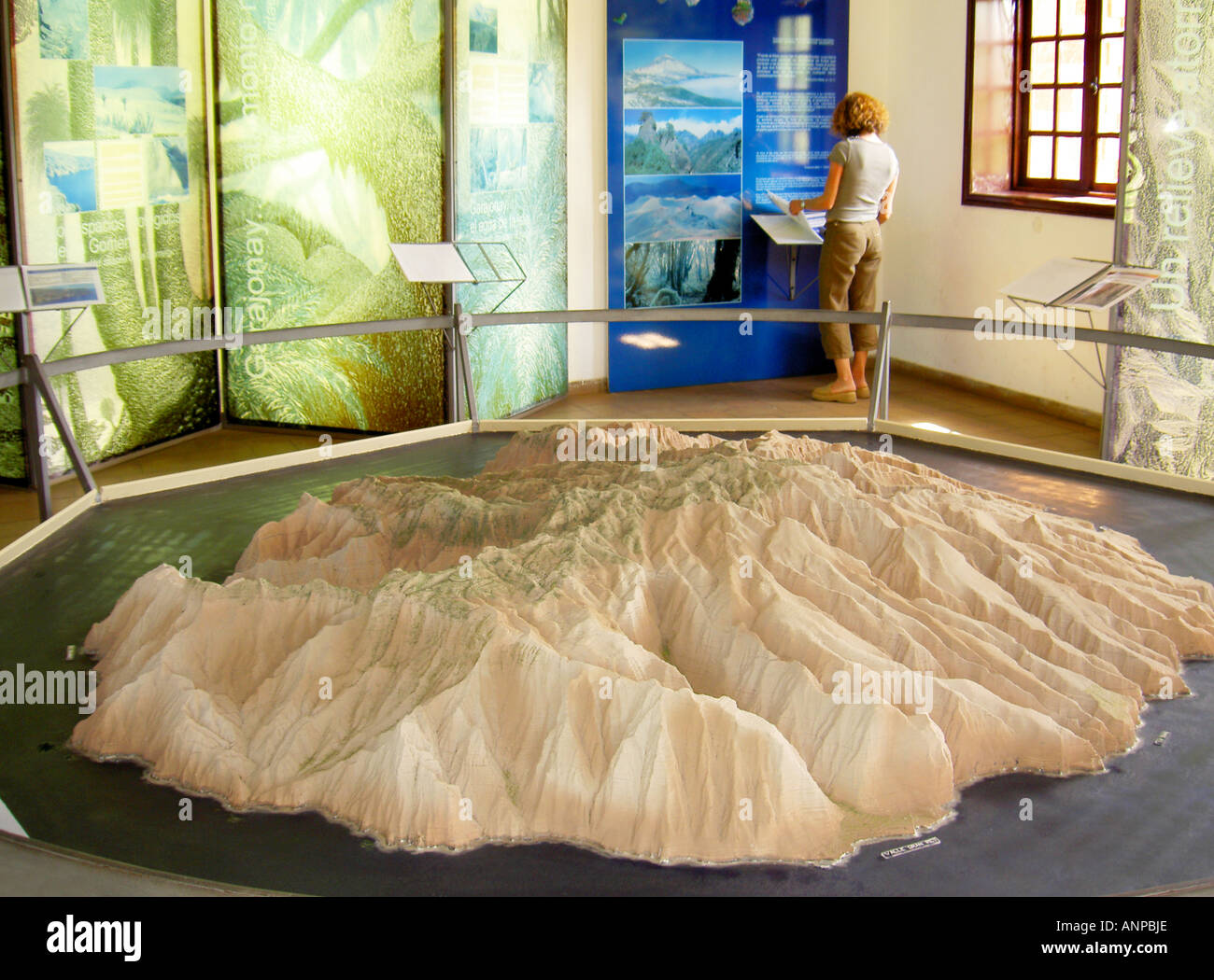 La Gomera, Canary Islands, Spain. 3D relief model of island of La Gomera in Centro de Visitantes Juego de Bolas at Las Rosas Stock Photo