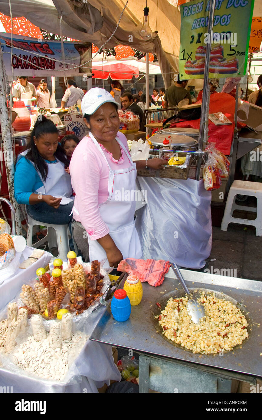 A street vendor selling hominy in Mexico City Mexico Stock Photo