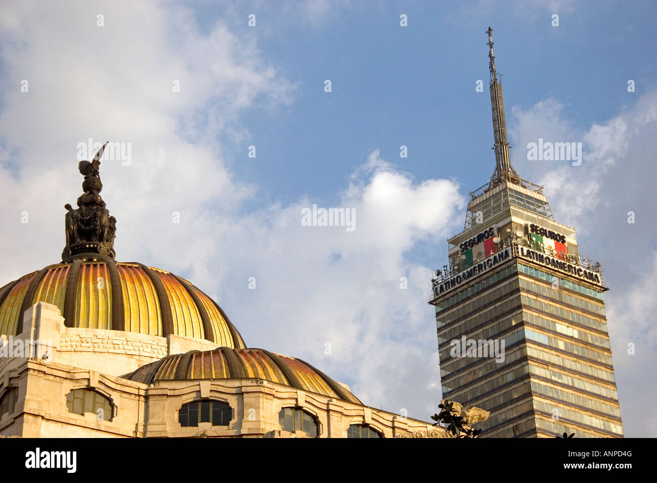 The top of the Torre Latinoamericana building and the Palace of Fine ...