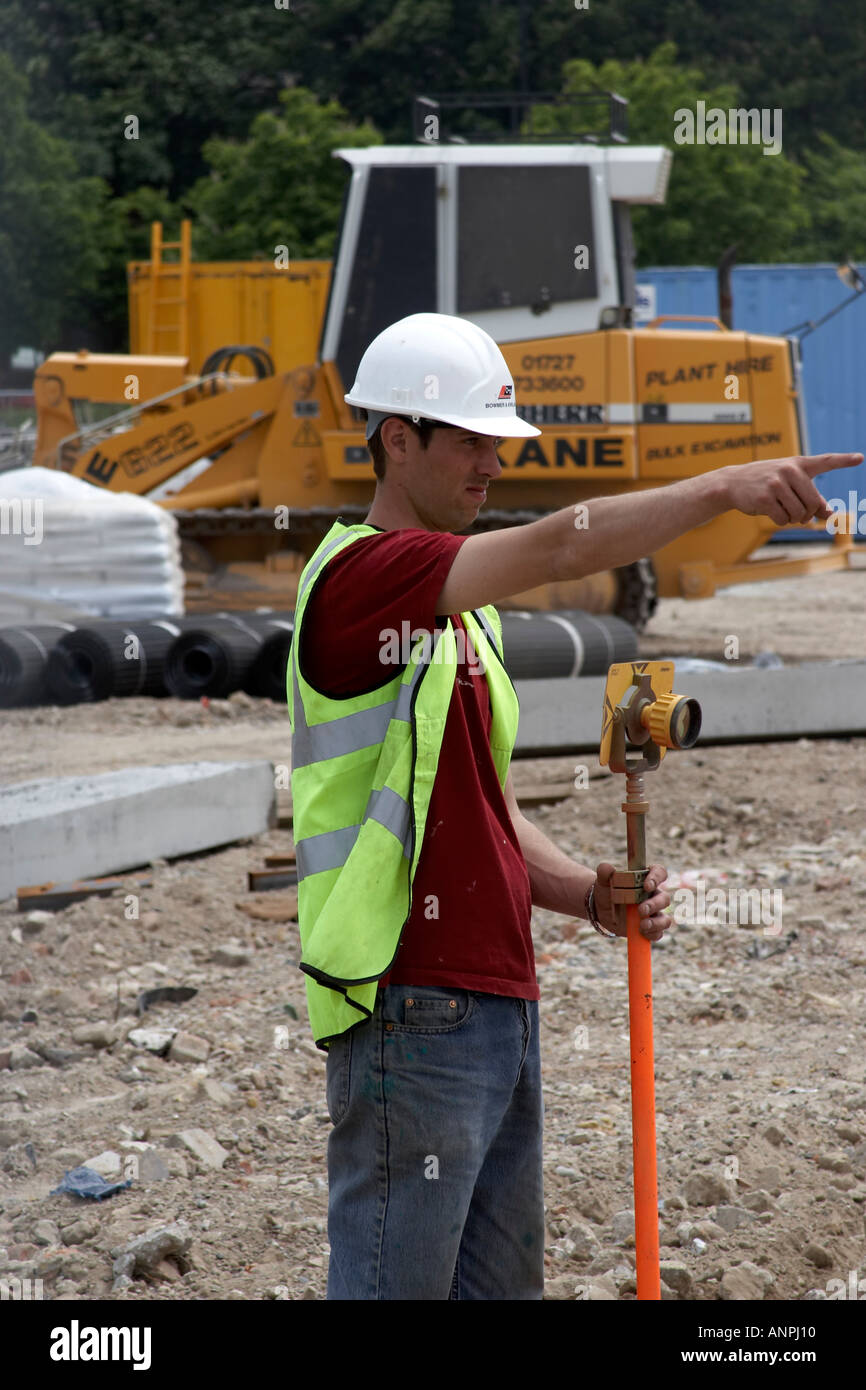 Surveyor construction worker on a building site in Chatham Kent England
