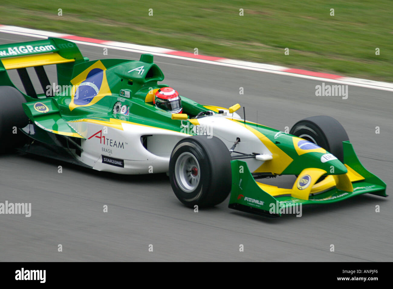 Team Brazil driver Nelson Piquet jnr Winner inaugural A1 Grand Prix at Brands Hatch Circuit England Stock Photo