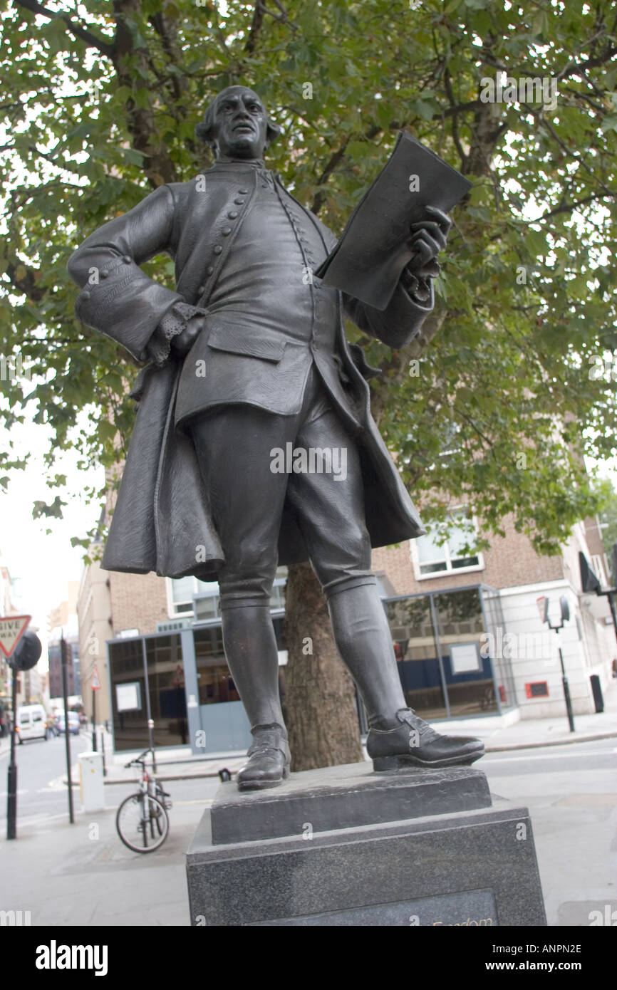 Statue of John Wilkes by James Butler RA in Fetter Lane New Fetter Lane City of London GB UK Stock Photo