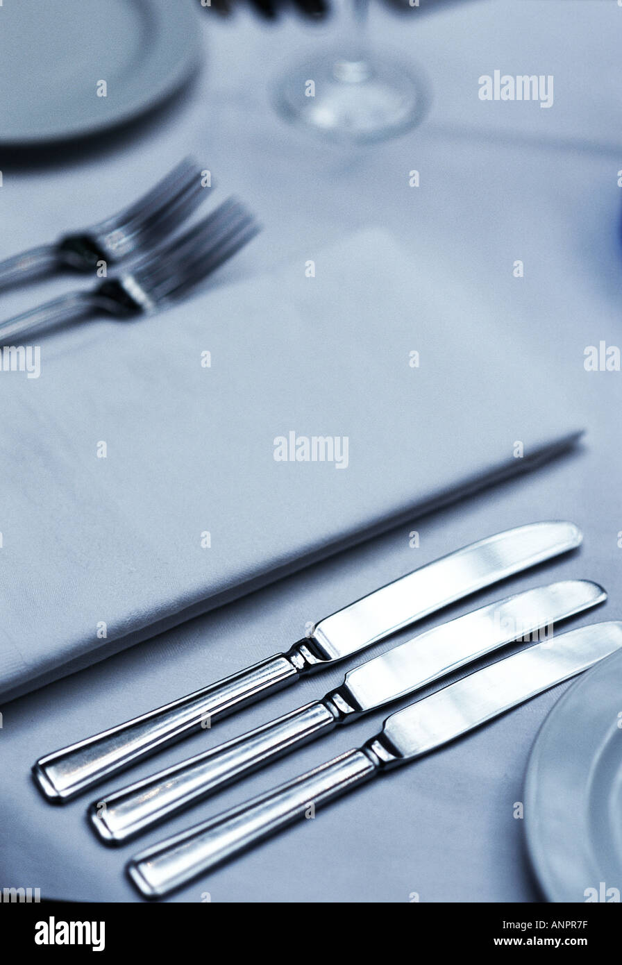 A place setting at a table Stock Photo
